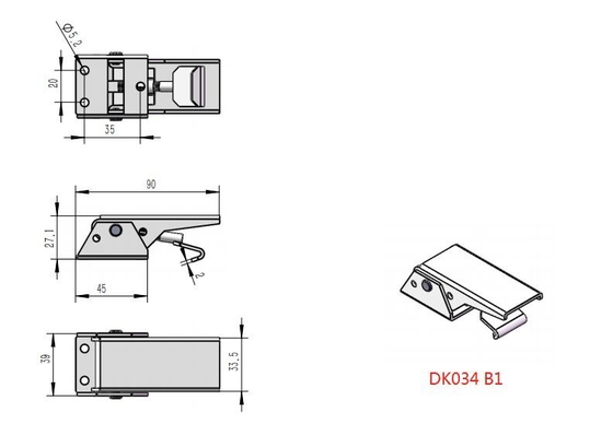 Стальная регулируемая шарнирнорычажная защелка DK034B1 для промышленных применений сверхмощных